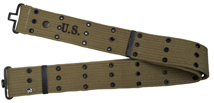 (Pack of 5) M1 Webbing Canvas Belt Reproduction OD Green with U.S Marking gallery