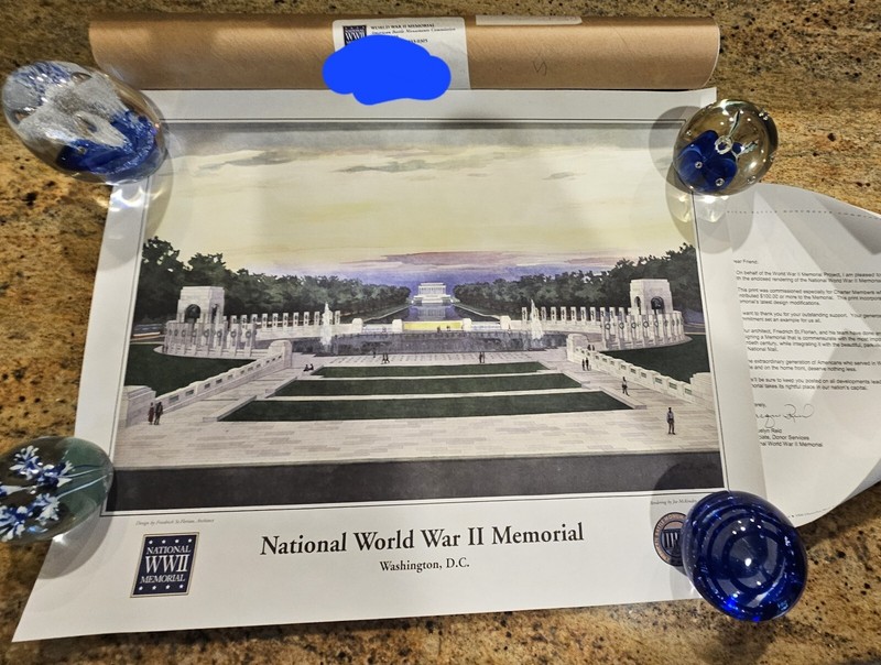 National World War II Memorial Poster 16×20 w Original Shipping Tube by McKendry