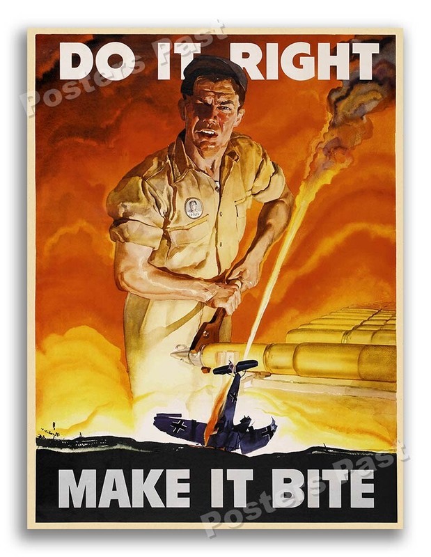 1942 “Do It Right - Make It Bite” Vintage Style WW2 Poster - 24x32