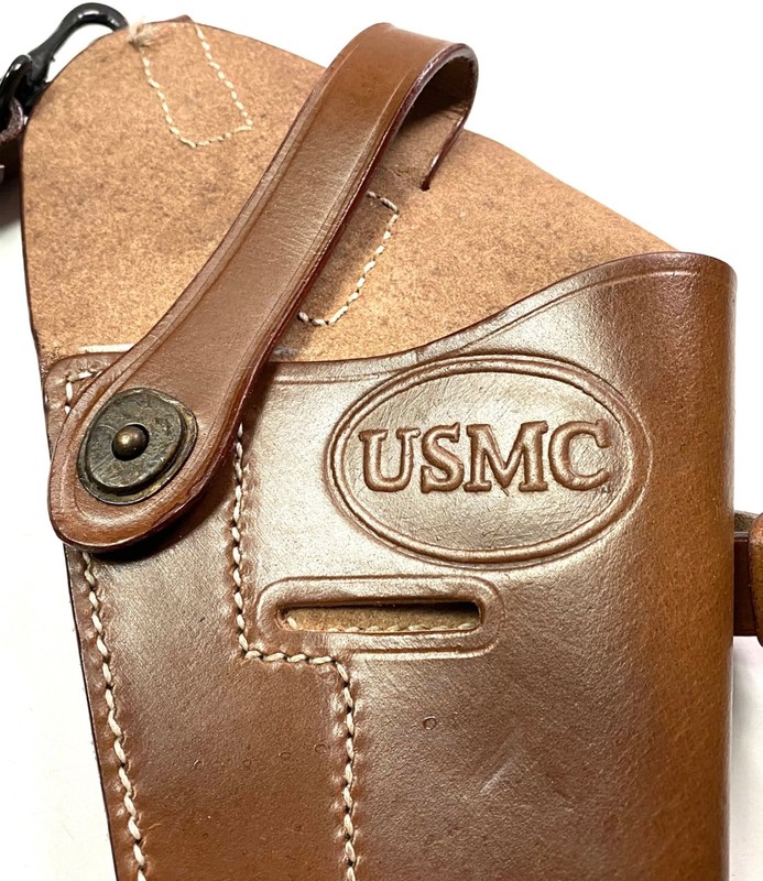 WWII US USMC MARINE .45 PISTOL M7 SHOULDER HOLSTER- BROWN, "USMC" STAMPED gallery