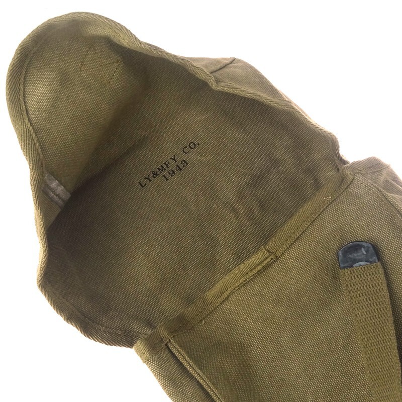 WW2 U.S. Repro M1 Ammunition Canvas Carry Bag & Strap Marked LY & MF Y CO. 1943 gallery