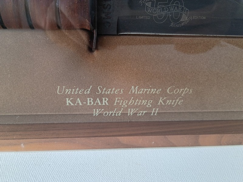 USMC KA-BAR FIGHTING KNIFE WWII 50TH ANNIVERSARY MILITARY KNIFE IN CASE OLEAN NY gallery
