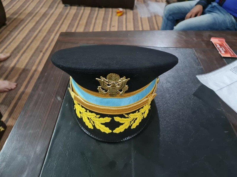 WWII US Army Infantry Officer's Dress Blue Visor Cap gallery