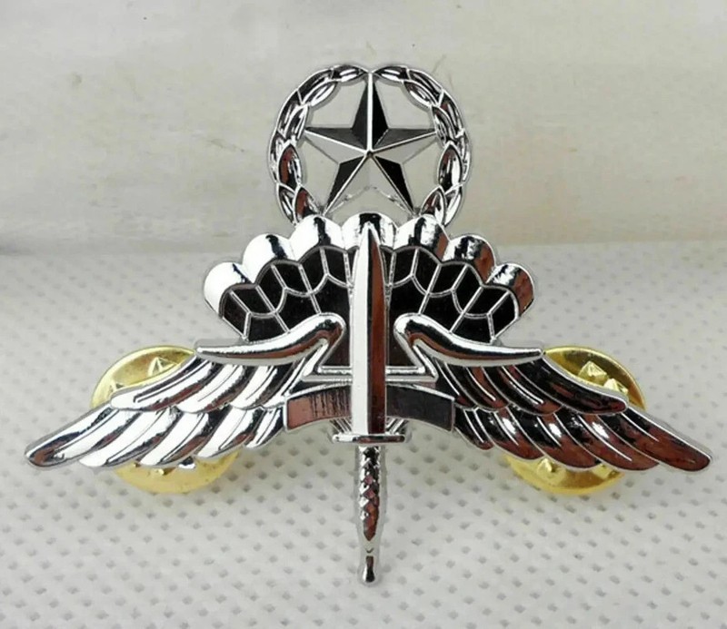 3 Pieces US Army FREE FALL JUMP WINGS MASTER BADGE CAP PIN INSIGNIA Silver gallery
