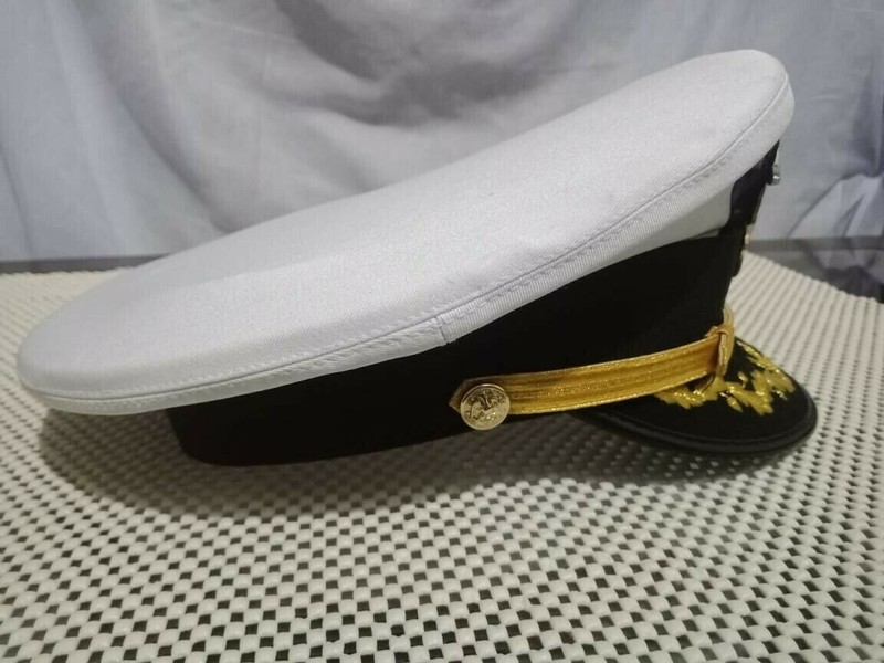 WW2 US Navy Army Officers Visor Cap Marine Captain White Cap Hats Reproduction gallery