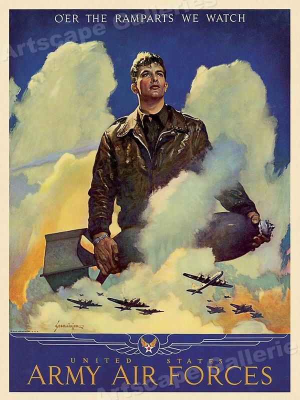 United States Army Air Forces World War II Vintage Style Poster – 18×24