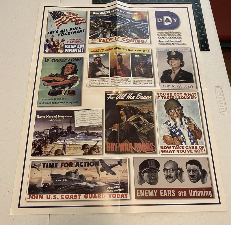 World War II Propaganda Poster with Multiple Illustrations