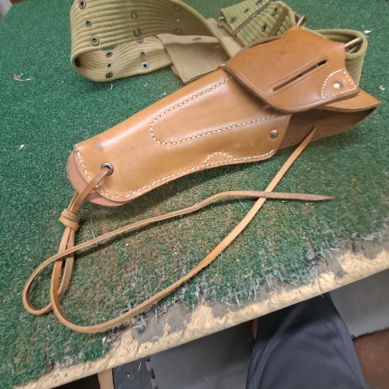 WW2 US ARMY RIA 1916 T.C.C .45 HOLSTER WITH AMMO POUCH & WEBBING BELT gallery