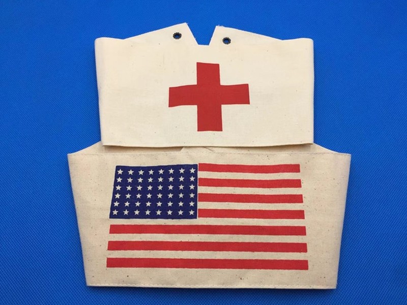 2PCS WW2 US PARATROOPER FLAG ARM BAND & MEDIC MEDICAL RED CROSS SLEEVE BRASSARD gallery