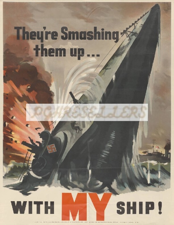WWII Propaganda War Poster VTG Photographic Print 8.5×11″ With my ship