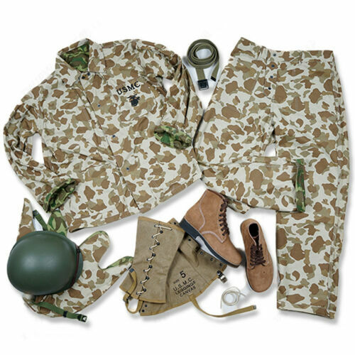 US ARMY USMC Pacific camouflage UNIFORM AND M1 HELMET WITH COVER USMC LEGGINGS