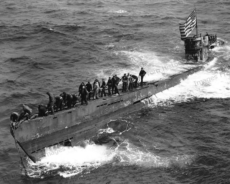 8x10 Print US Navy Captures German Submarine WWII 1945 #3299