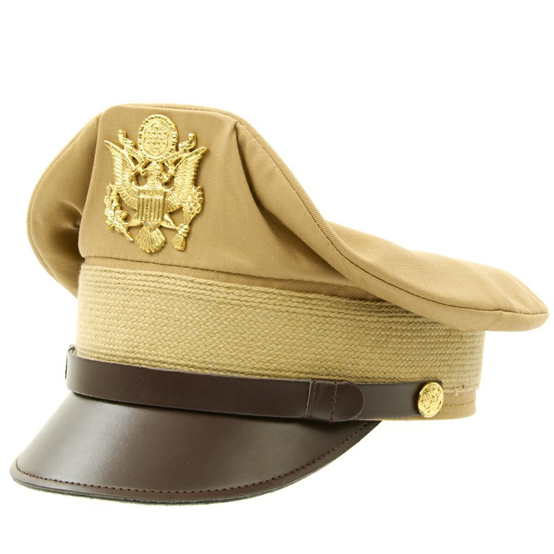 U.S. WWII Officer Visor Crush Cap Khaki Size 7 3/4