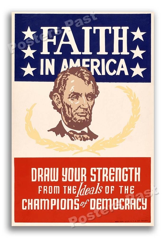 “Faith in America” WPA 1941 Vintage Style World War 2 Poster – 16×24