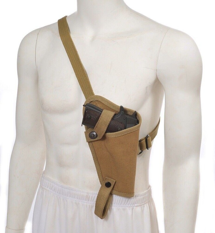 US WW2 M3 Khaki Canvas Colt 1911 .45 Tanker Shoulder Holster Marked JT&L
