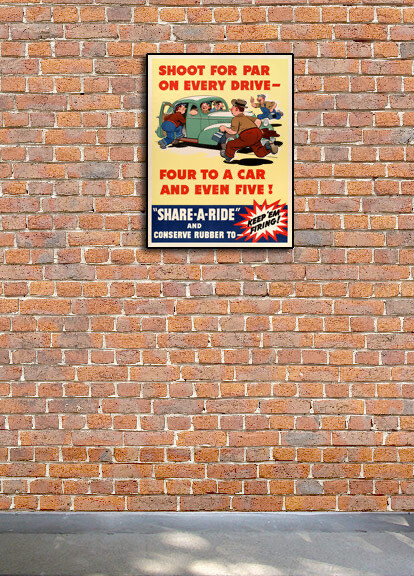 1940s “Share A Ride” WWII Historic War Poster - 18x24 gallery