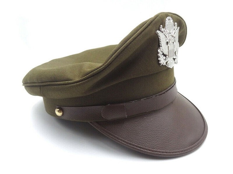 WWII US Military Officer Cap Eagle Badge Hat Cap-XL