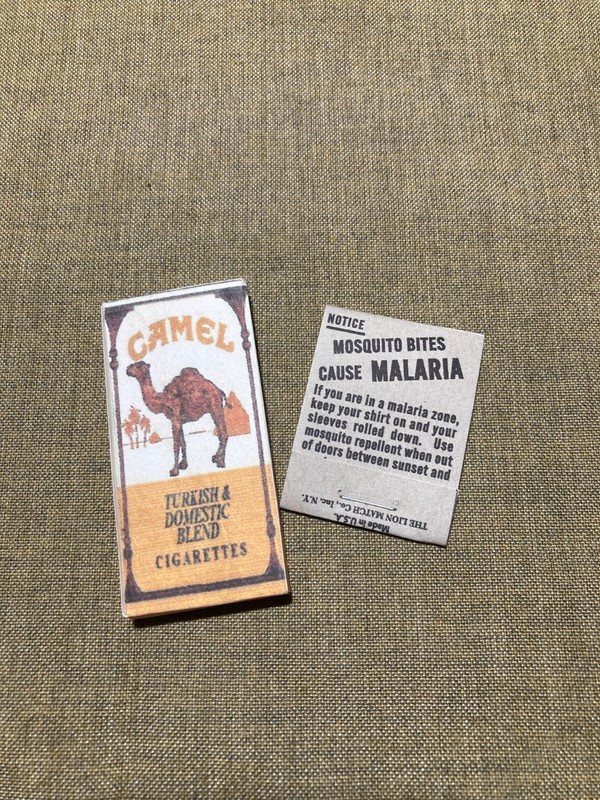 WWII US Army USMC K-Ration Small Camel box with C ration match book
