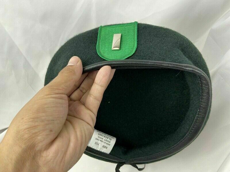 7-3/8 US ARMY 9TH SPECIAL FORCES GROUP BLACKISH GREEN First Lieutenant BERET CAP