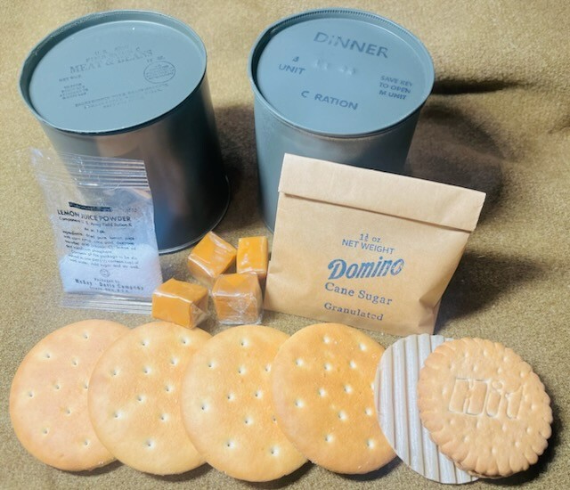 Late WWII OD C Ration DINNER – Fully Edible, Reusable Historically Accurate