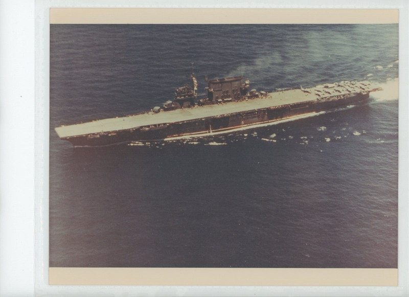 WWII 8x10 Photo Print Aircraft Carrier from plane in air