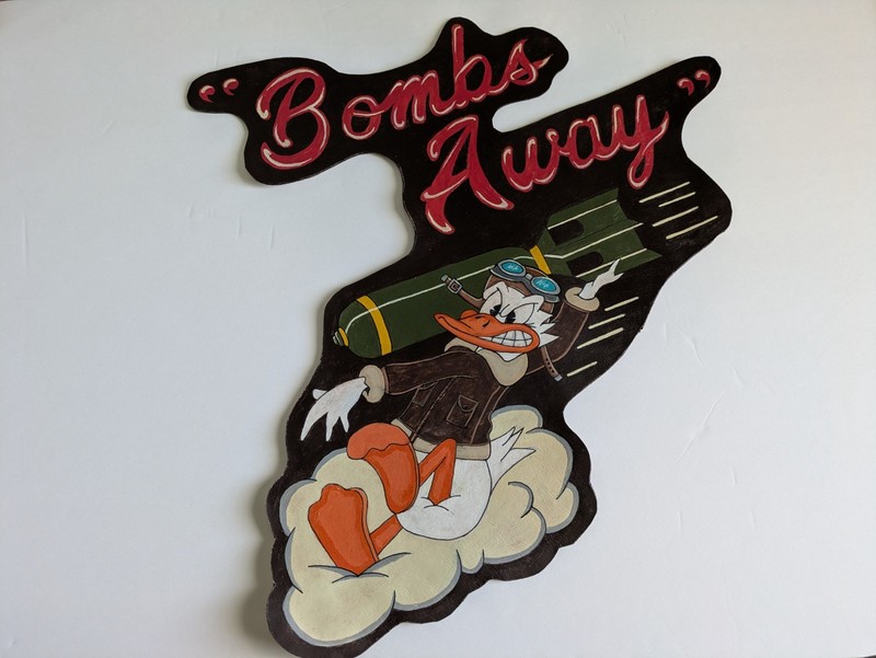 WW 2 “BOMBS AWAY” Donald Duck . leather jbzck of acket patch
