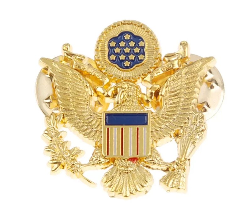 WWII US Army Officer Shoulder Eagle Small Badge Insignia Pin Gold