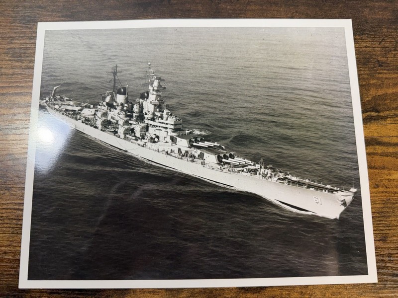 USS Iowa BB-61 1943 Underway Aerial View US Navy Photo 8×10 WWII Era