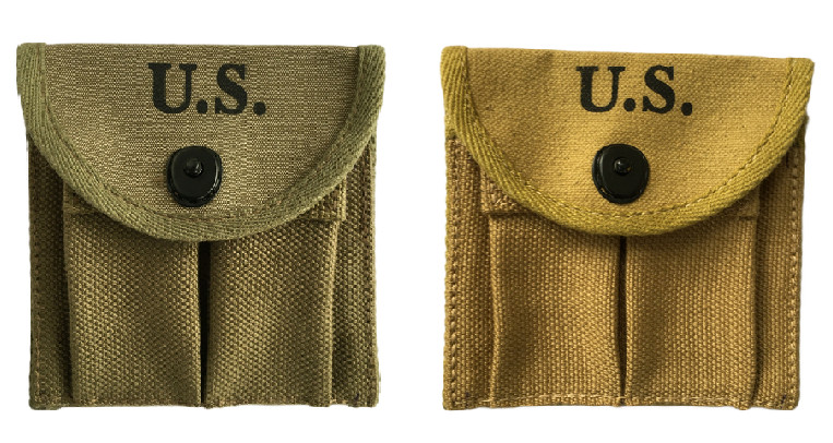 WW2 US Army 1943 M1 Carbine Double Butt Stock Pouch-Combo Khaki & OD Green