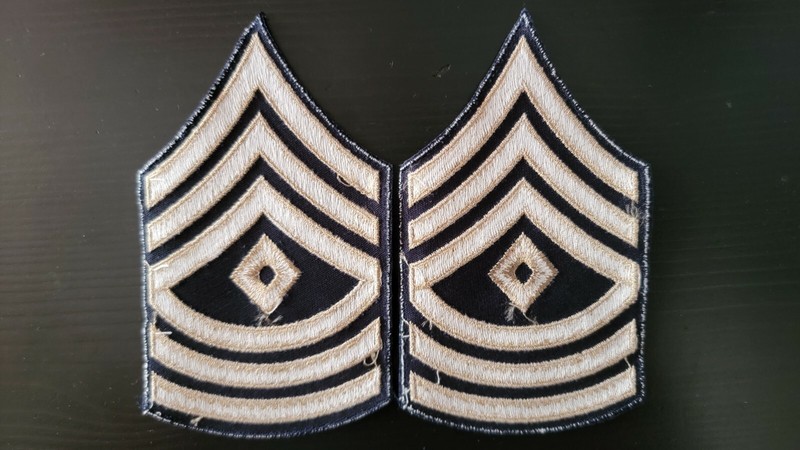 Reproduction WW2 US Army Chevrons First Sergeant 1 Grade Rank Patch Pair gallery