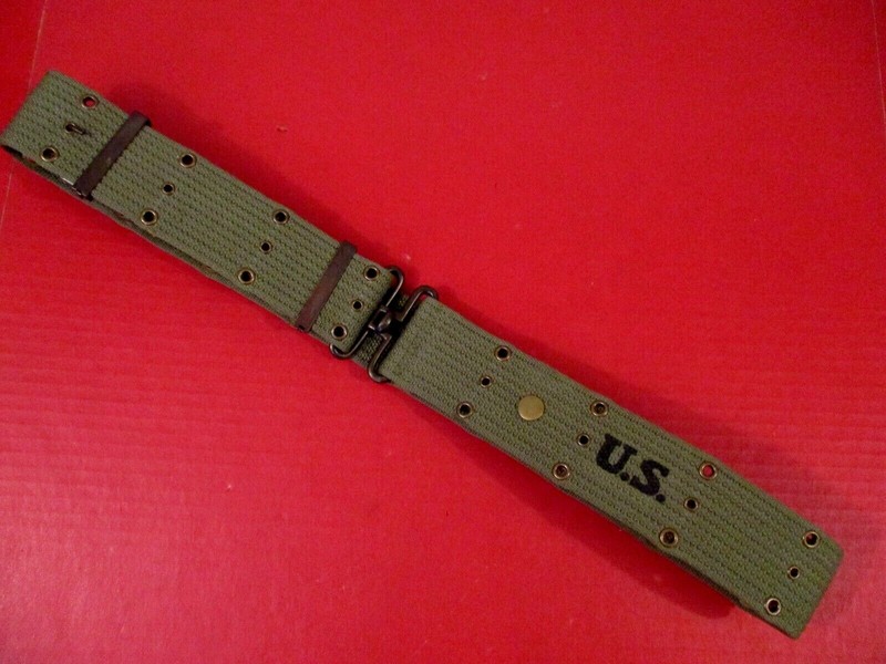 WWII US Army M1936 Pistol Web Belt - Dark OD Dtd 1944 - Up to 45" Waist - Repro gallery