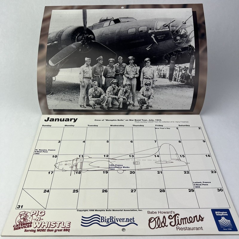 Vintage WW2 Military Plane "Memphis Belle" Flight Log Calendar UNUSED gallery