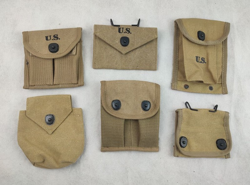 6PCS WW2 US COMPASS/AIRBORNE RIGGER/CARBINE/1911 MAGAZINE/FIRST AID BAG POUCH
