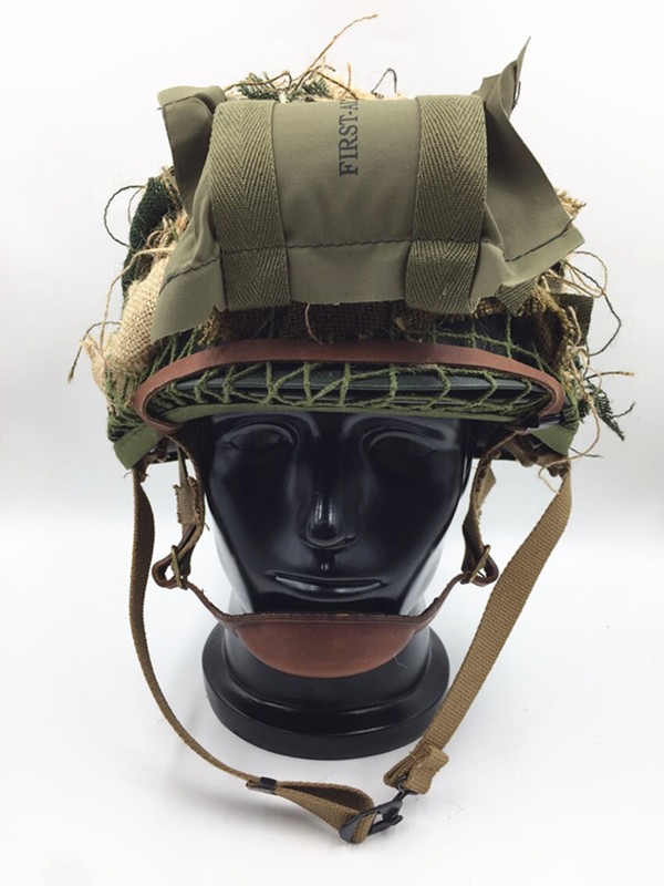 WWII WW2 US ARMY AIRBORNE M1C HELMET CAMOUFLAGE NET SUIT