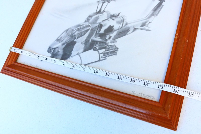 GIL ORTEGA PRINT SIGNED Whiskey AH-1 Military Helicopter Framed Matte Chopper HB gallery
