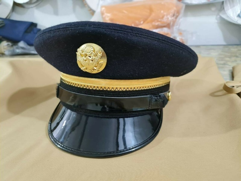 WWII U.S. Army Fur Felt Enlisted Dress Blue Service Cap Hat gallery