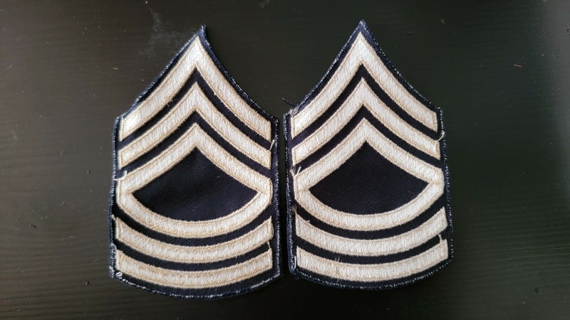 Reproduction WW2 US Army Chevrons Master Sergeant 1 Grade Rank Patch Pair gallery