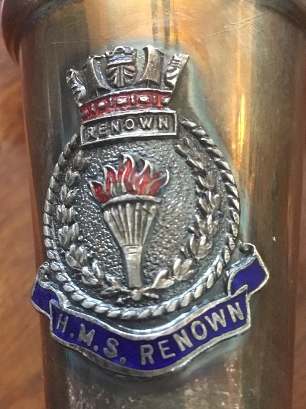 HMS Renown WW 1 and 2 Battlecruiser 5 Inch Silver Plate Bud Vase Officers Mess gallery