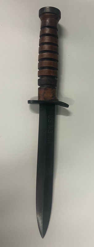 U.S. M-3 FIGHTING KNIFE W/ SHEATH KNIFE DATED 1943 gallery