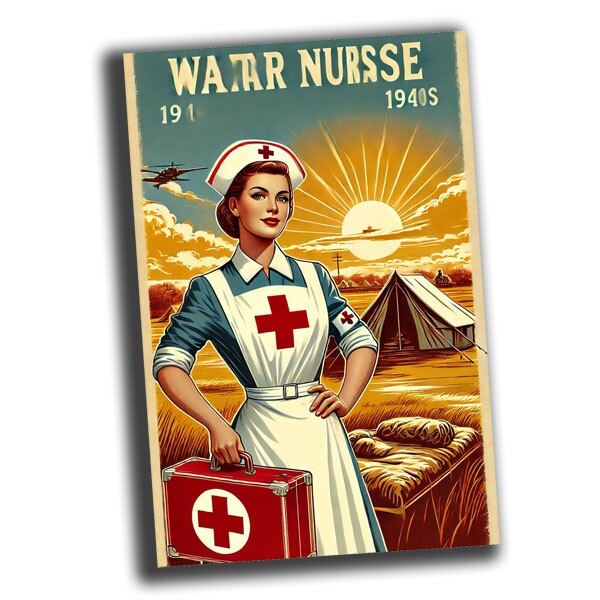 female military nurse Red Cross nice vintage retro WW2 Photo Glossy 4*6 in F65