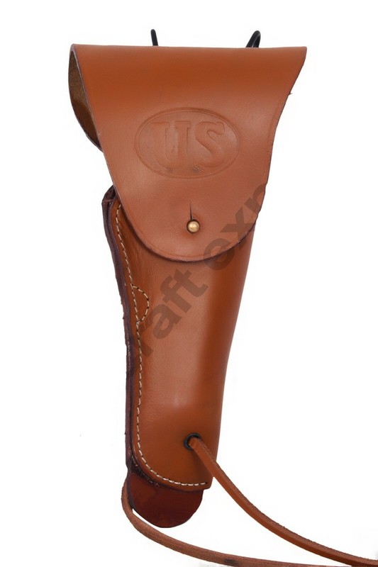 WW2 US Army .45 M1911 Colt Tan Leather Holster with Wood Grip LIGHT BROWN gallery