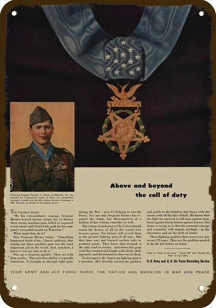 1947 Medal Of Honor Freeman Horner Vintage-Look DECORATIVE REPLICA METAL SIGN