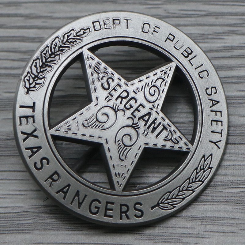 4.5cm TEXAS Rangers Company A Badge Round with Star Mexican Peso American Ranger