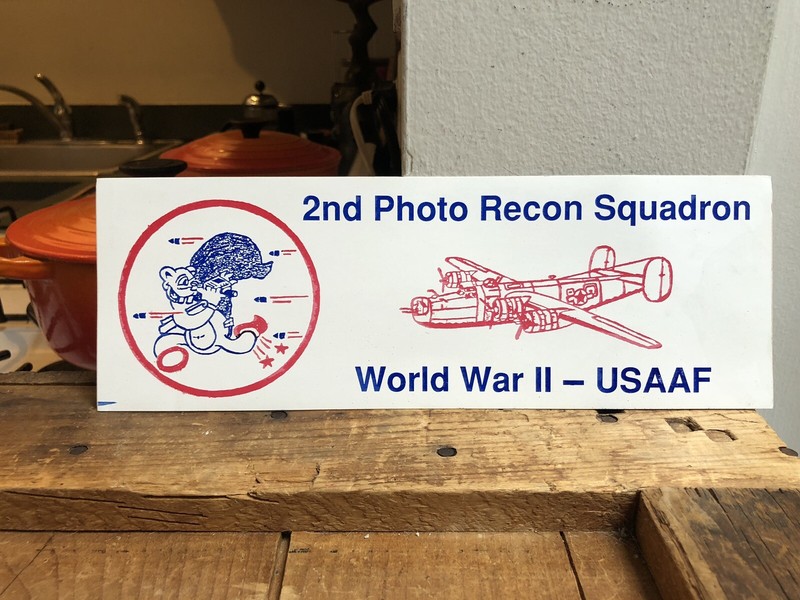 US Army Air Force 2nd Photo Recon Squadron WWII Bumper Sticker