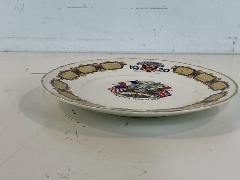 Antique “The Great World War” Peace and Justice Porcelain Calendar Plate gallery