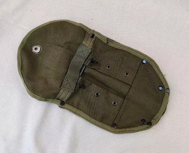 WW2 US ARMY M43 FOLDING SHOVEL HEAD COVER TOOL CARRIER OLIVE COTTON BELT POUCH gallery
