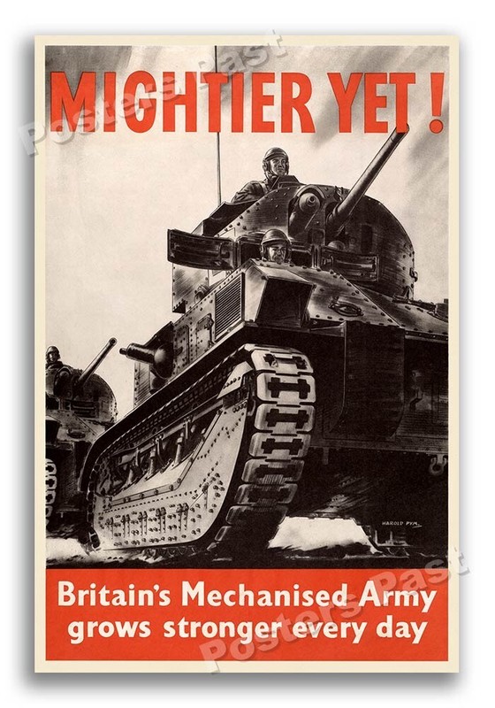 1943 “Mightier Yet!” Vintage Style WW2 British Tank Poster – 24×36