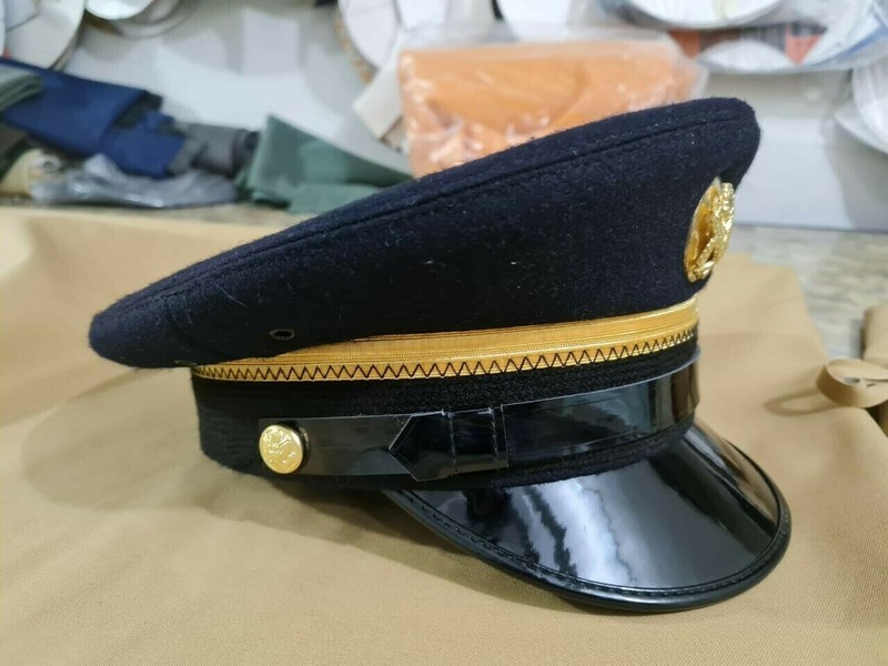 WWII U.S. Army Fur Felt Enlisted Dress Blue Service Cap Hat gallery