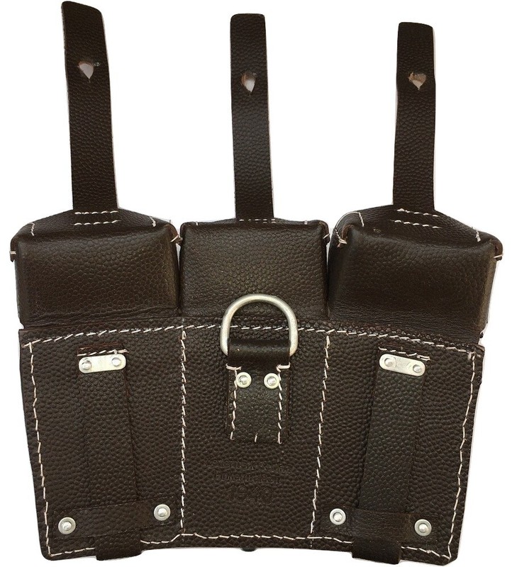 WWII German K98 98K TRIPLE AMMO LEATHER POUCH (Repro) -COMBO OF K98 SLING gallery