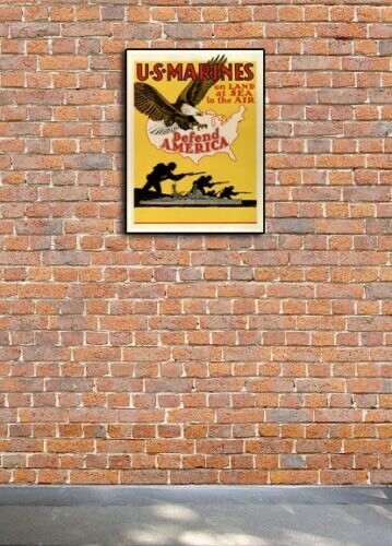 “U.S. Marines Defend America” 1942 Vintage Style World War 2 Poster - 24x32 gallery